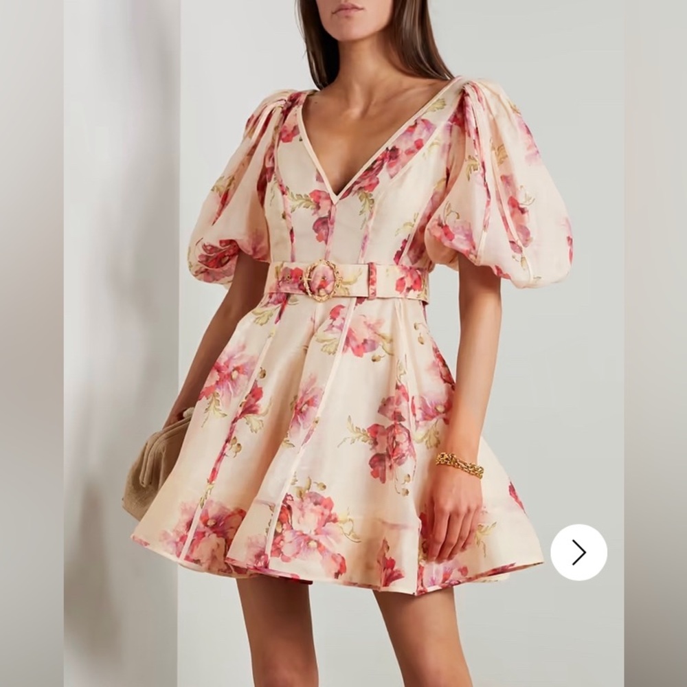 Size 1 Zimmermann High Tide Puff Sleeve Mini Dress
